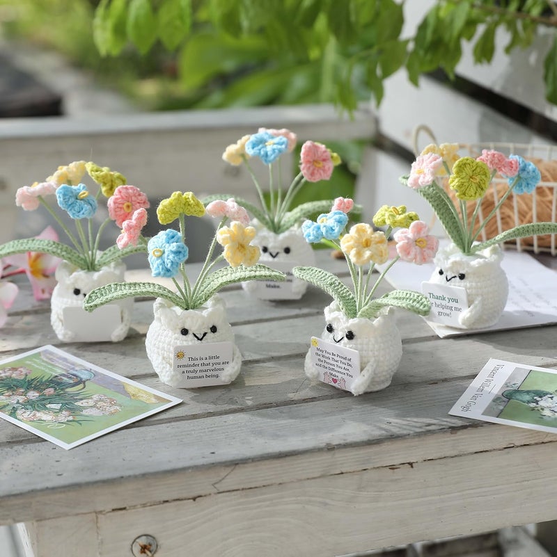 YOOJEE Positive Crochet Animals Valentines Day Coworkers Gifts for Women Handmade Flowers May You Proud of The Work That You Do Inspirational Apreciation Farewell Retirement Goodbye Gift Desk Decor - Image 4